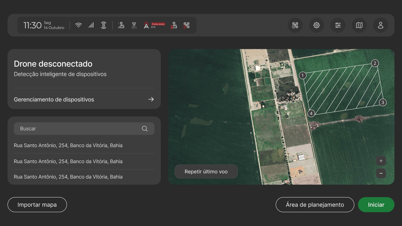 Dashboard com atalho para importar mapas