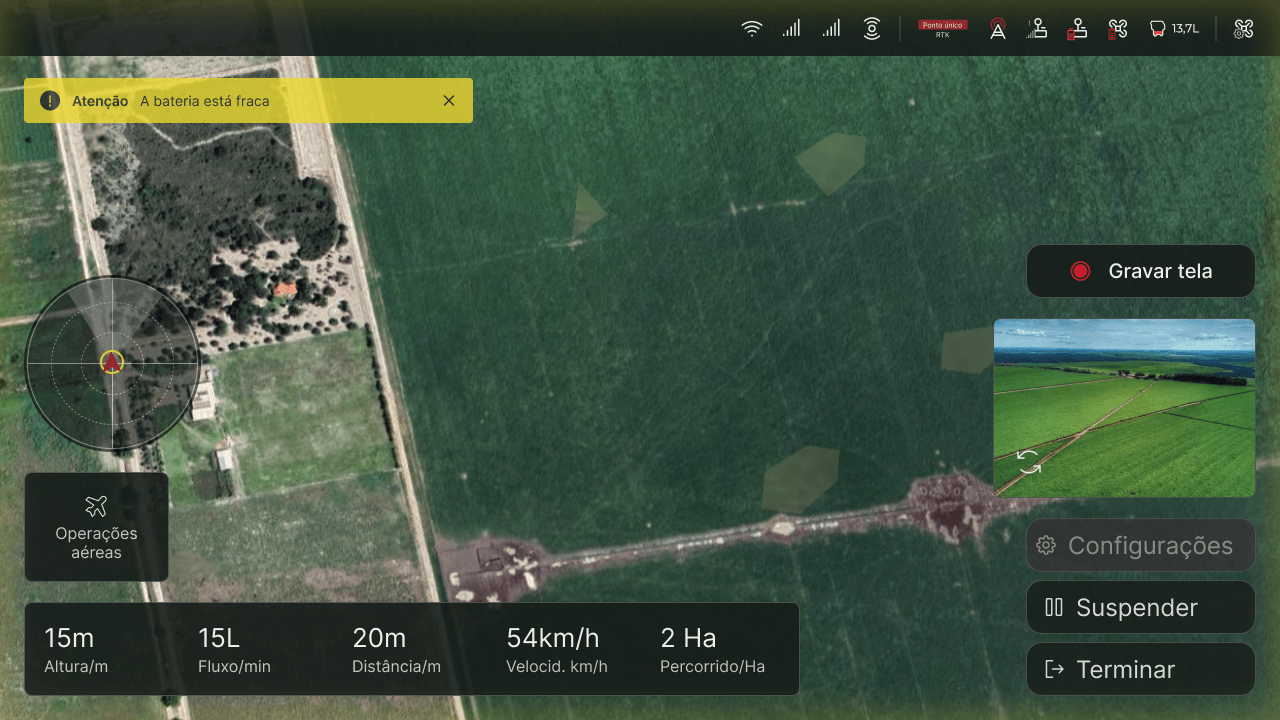 Tela do controle de drones GTEEX