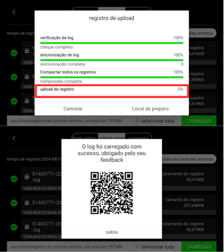 Fluxo anterior com várias barras de progresso